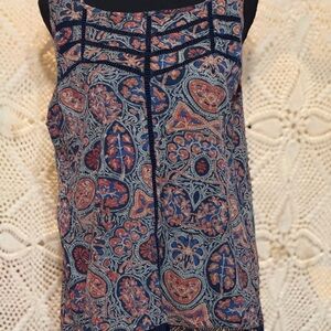 Lucky Brand Blue and Pink Graphic Tank Top